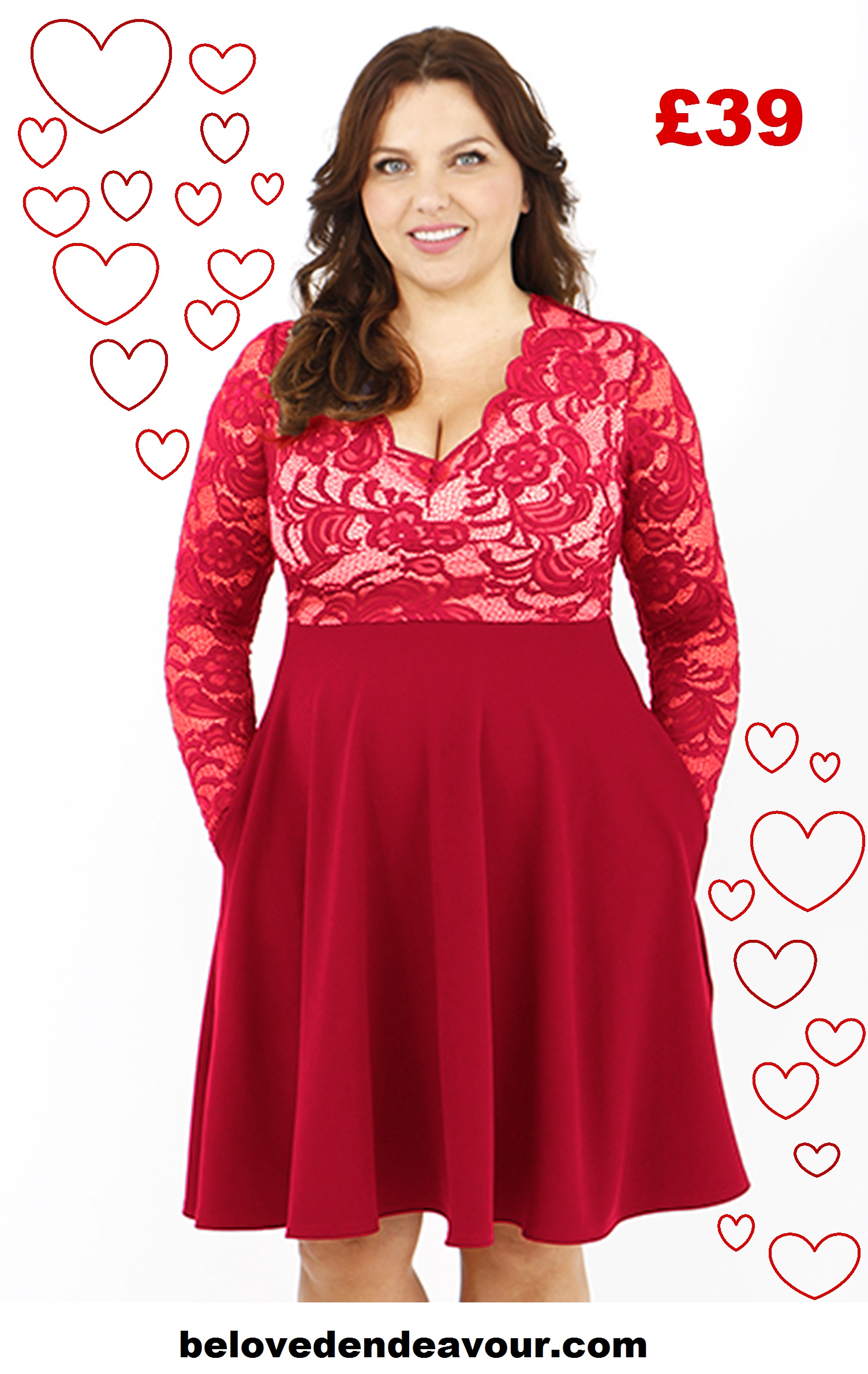 lace red clothes plus size dress valentine dress fashion fatshion Beloved Endeavour